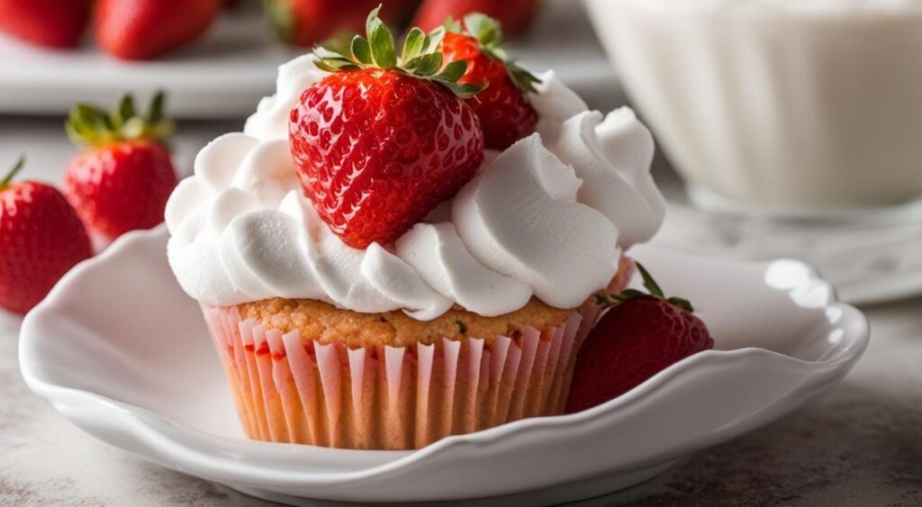 Cupcake de morango com marshmallow