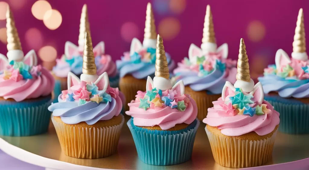 Cupcakes de Unicórnio Personalizados com Toppers