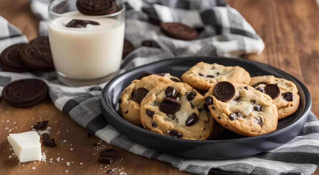 cookie de microondas com recheio de Oreo