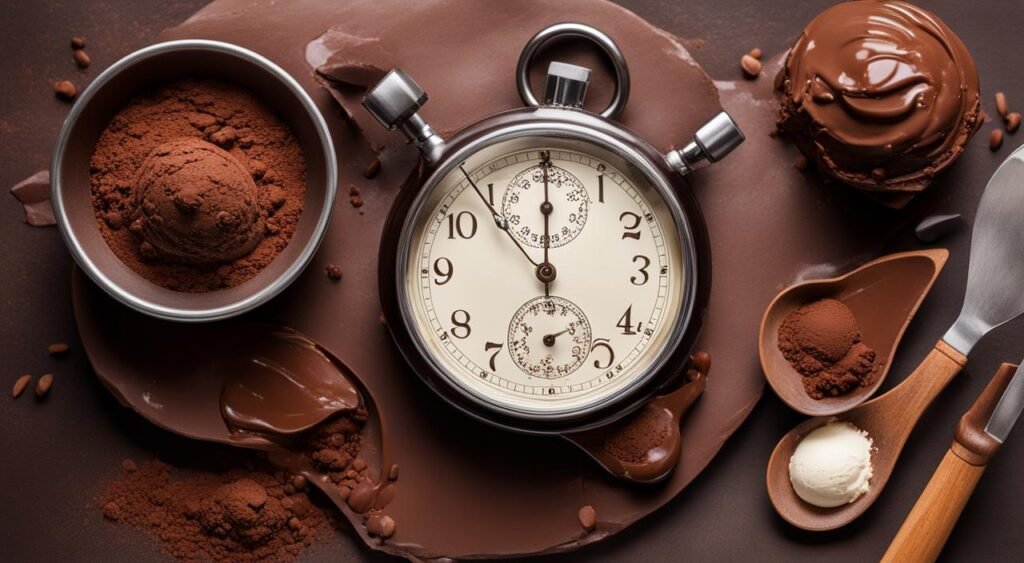 tempo de preparo do sorvete de chocolate