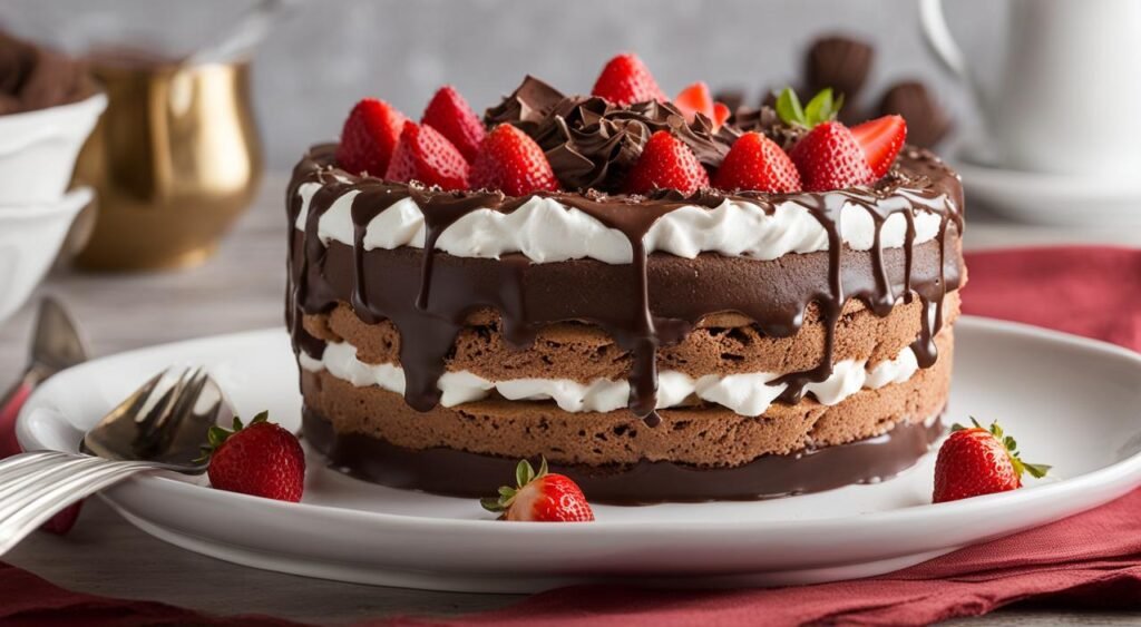 torta de sorvete de chocolate com morango