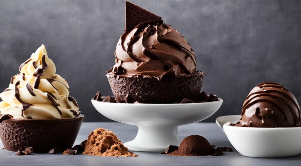 variações do sorvete de chocolate